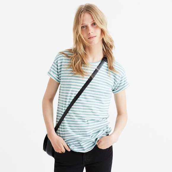J by J. Crew Women's Fenwick Stripe Cotton Crewneck Short Sleeve Tee Size S - Picture 1 of 5